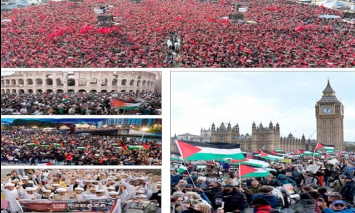 Manifestación mundial contra la guerra en Gaza