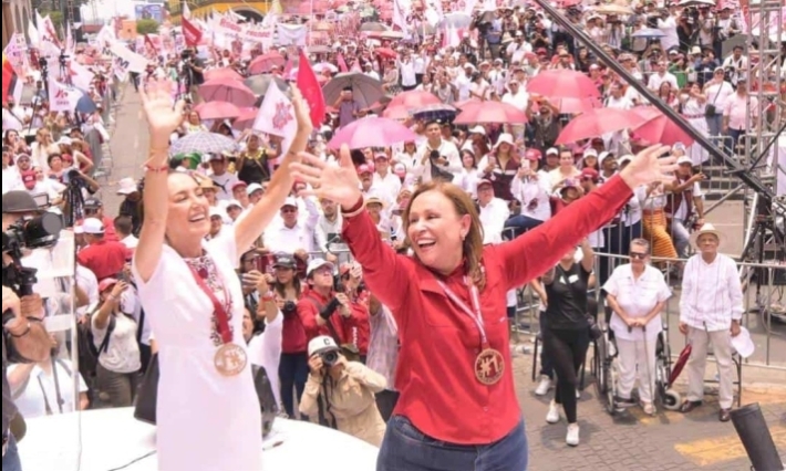 Claudia Sheinbaum acompaña a Rocío Nahle a su cierre de campaña en Xalapa