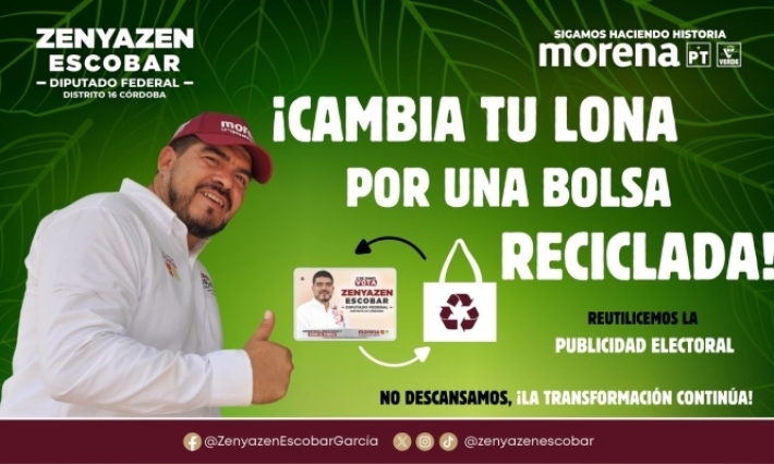 Zenyazen Escobar impulsa campaña de reciclaje de lonas 